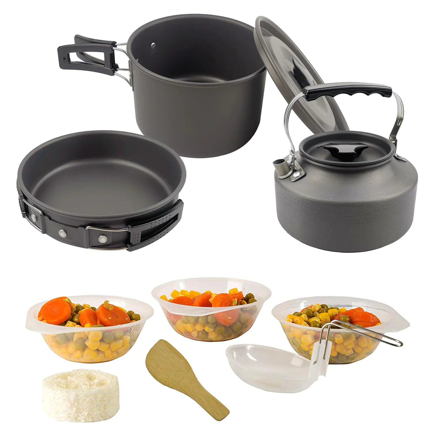 Outdoor Camping Cookware Set with Kettle