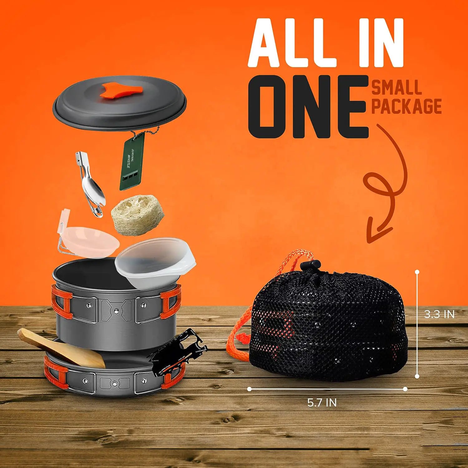 Outdoor Camping Cookware Set with Kettle